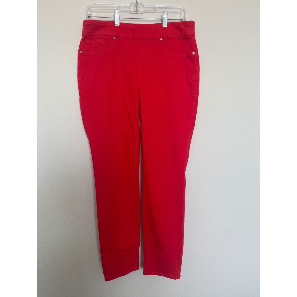 Chico's Pull On Ankle Jeggings Red‎ Womens Size 1R US 8 Stretch Skinny Pants NWT
